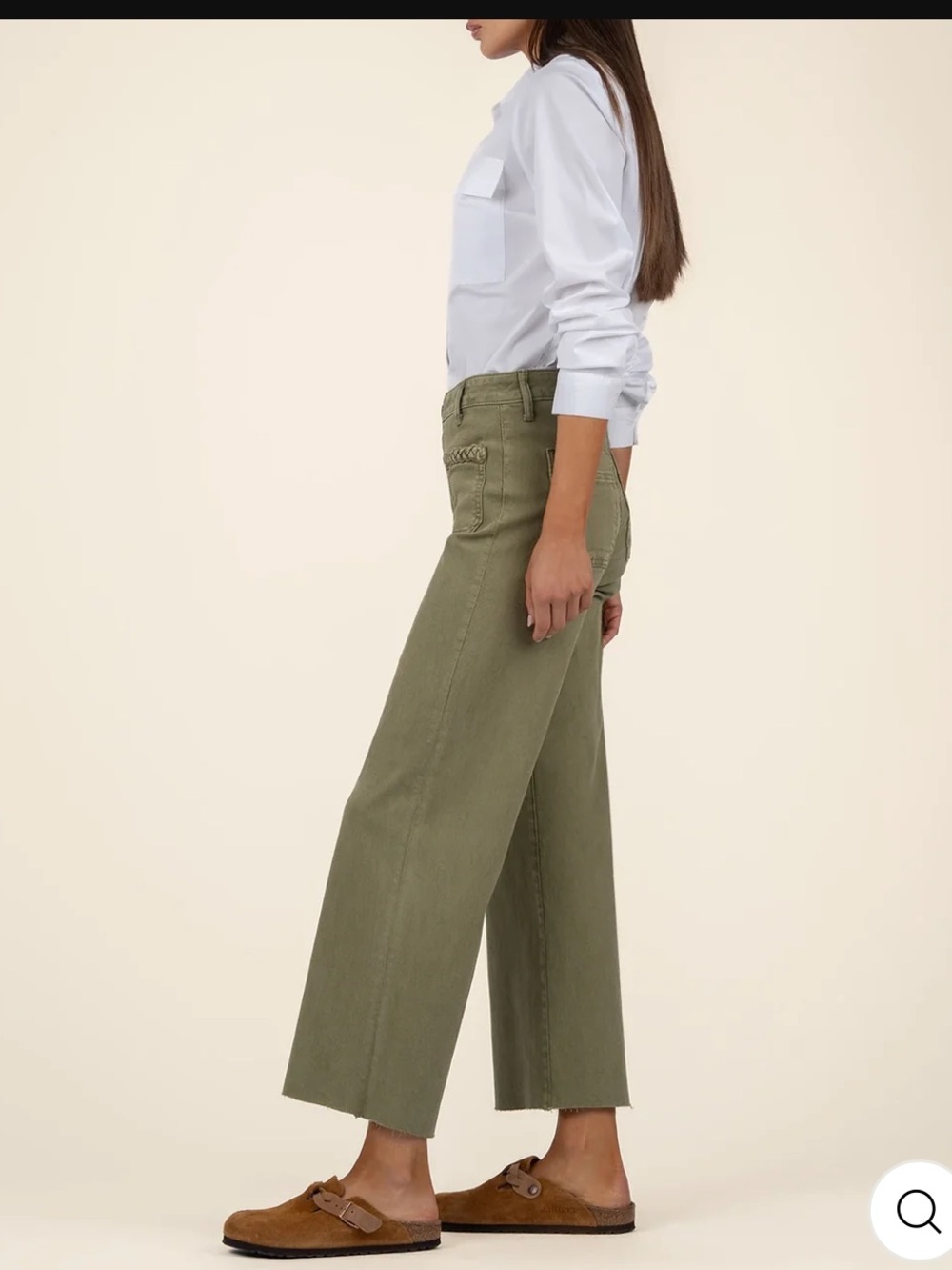 KUT From the Cloth Meg High Rise Wide Leg-Olive 8 - Picture 2 of 11